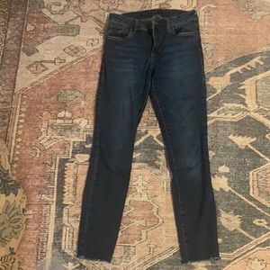 STS Blue Women's Emma Mid Rise Fray Hem Ankle Skinny Jeans Demin Blue